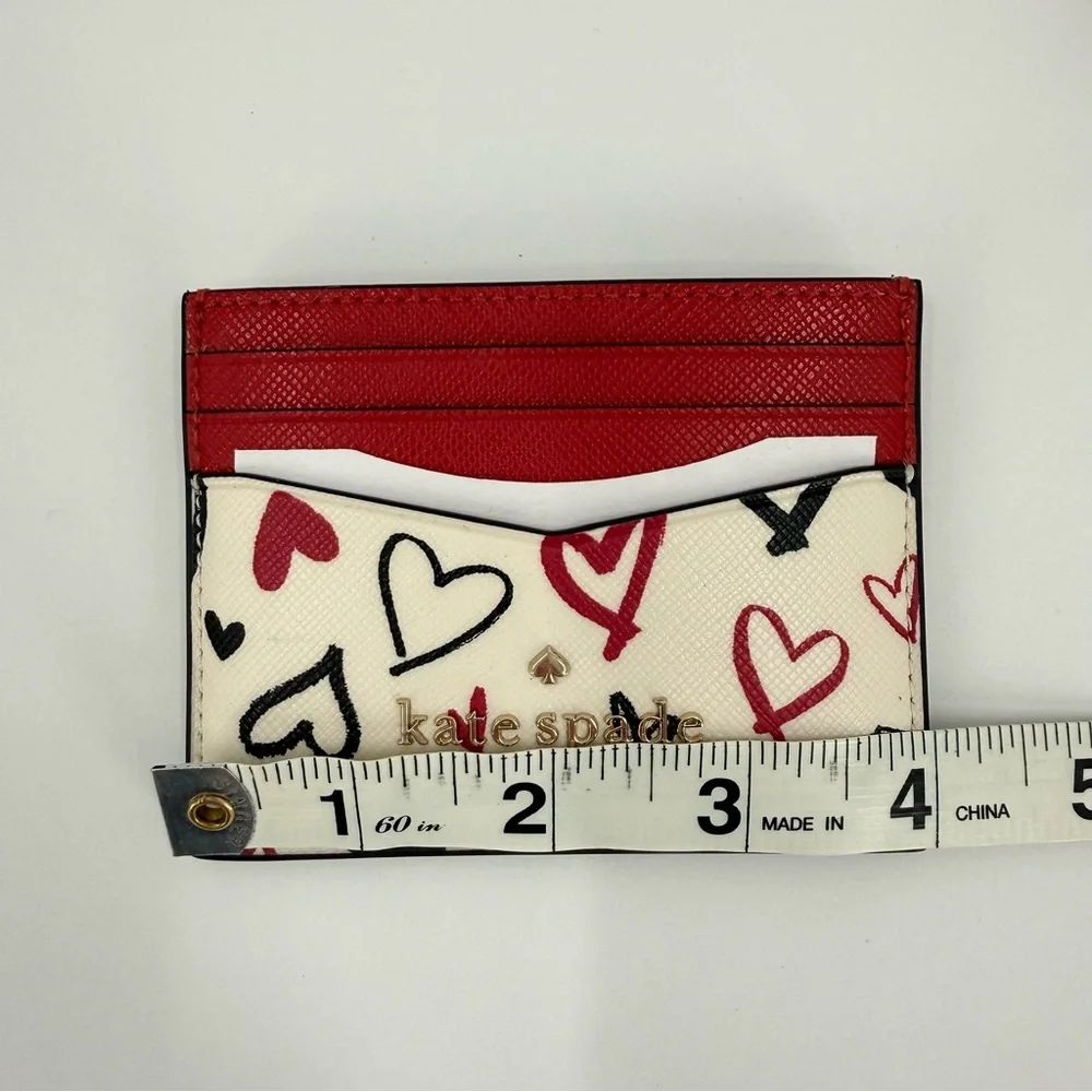 Kate Spade Small Slim Cardholder in Scribble Hearts Parchment NIB